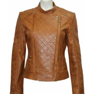 Slim Fit Brown Quilted Leather Jacket